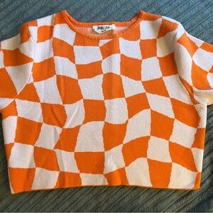 Double Zero Orange/Pink Checkered Sweater